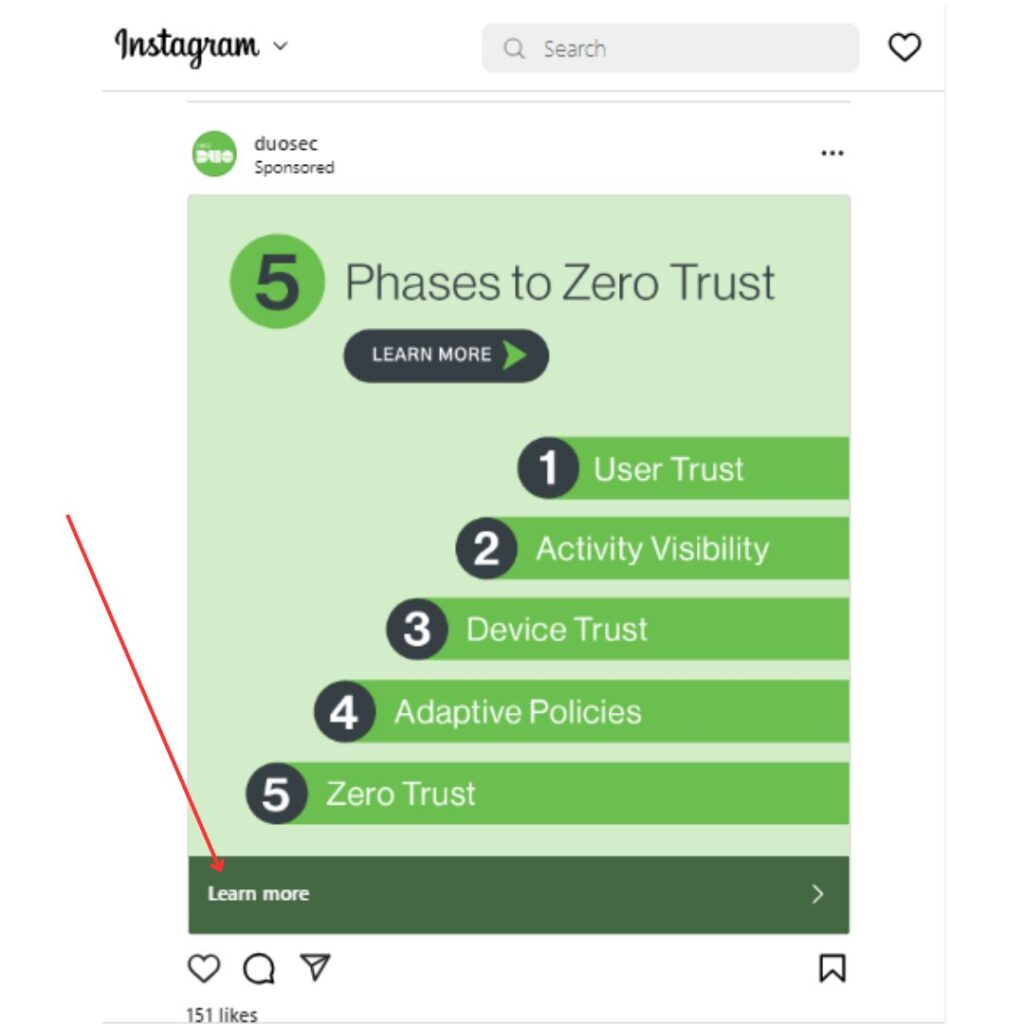 Adding chatbot link on instagram ad