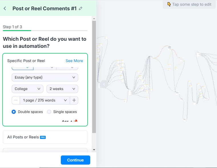 showing attaching post to comment reply automation